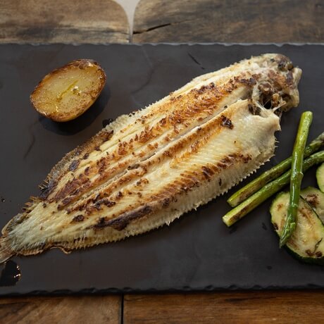 Grilled sole with vegetables