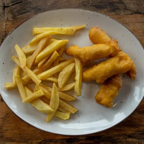 Homemade fish fingers