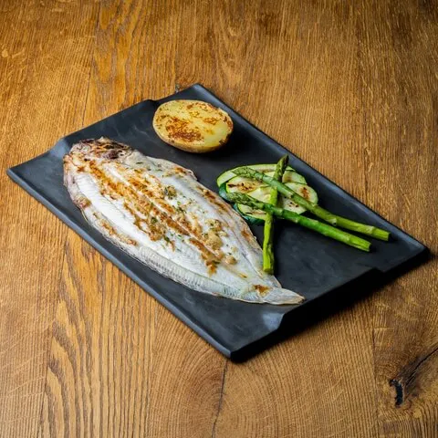 Grilled sole with vegetables