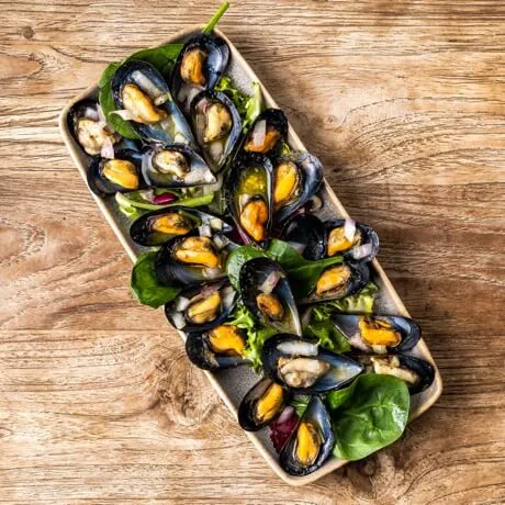 Mejillones con vinagreta de vermú