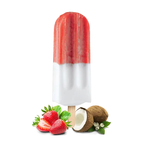 Fruit ice pop, coconut and strawberry flavor