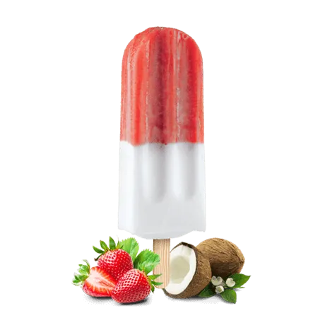 Pop glacé aux fruits naturels, saveur noix de coco et fraise